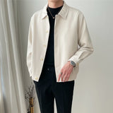 2000s fashion Spring and Autumn Men's Casual Apricot Lapel Jacket Loose Korean Style Trendy Short Profile Jacket