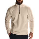 Autumn and Winter Men's Polar Fleece Half Zipper Stand Collar Long Sleeve Solid Color Sweater Size