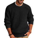 Men's Solid Color Long Sleeve Round Neck Fashion Sweater Loose American Retro Sweater