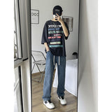 casual outfits Straight Jeans Men's Spring and Autumn Narrow American High Street Pants Men's Summer Trendy Loose Casual Trousers