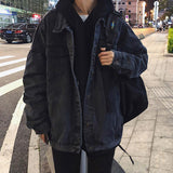 masc outfits Couple Retro Denim Jacket Men's Japanese Harajuku Style Trendy Loose Lazy Style Youth Jacket Korean Style