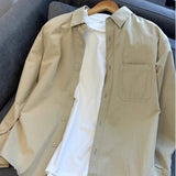 outfits for men Khaki Workwear Shirt Men's 2024 New Summer Trendy Retro Japanese Wear Casual Long-Sleeved Shirt Jacket