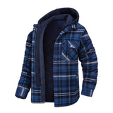 fall outfits men Men's Autumn and Winter Thickened Cotton-Padded Coat Plaid Long Sleeve Loose Hooded Jacket Jacket