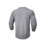 Spring and Autumn Men's T-shirt Youth round Neck Long Sleeve Henley Shirt Men's Casual Bottoming Shirt
