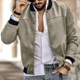 Autumn and Winter Suede Stand Collar Men's Button Cardigan Jacket Casual Trendy American Coat Men