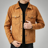 Suede Jacket Men's Winter Fashion Lapel Jacket Men's Loose Casual Top Men