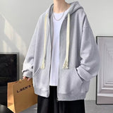 boy outfits Autumn and Winter New Zipper Cardigan Sweater Boys Hong Kong Style Loose Casual Coat Trendy Simple All-Match Hooded Top