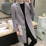 men fall outfits casual Autumn and Winter New Solid Color Men's Mid-Length Woolen Coat Slim plus Size Single-Breasted Trench Coat