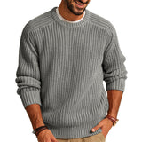 Men's Solid Color Long Sleeve Round Neck Fashion Sweater Loose American Retro Sweater