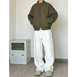 casual outfits American-Style Retro Draping White Overalls Men's Basic Solid Color High-Grade Loose Straight Wide-Leg Mopping Trousers