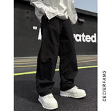 streetwear men outfits 2024 New Loose Casual Pants Men's Korean-Style Fashionable All-Matching Pants Summer Thin Drop-down Wide-Leg Mop Pants