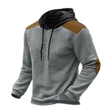 mens fall fashion Autumn and Winter New Men's Jacquard Color Matching Sweater Long Sleeve Hooded Pullover Casual Sweater