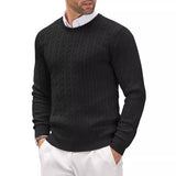 men fall outfits casual Autumn and Winter New Men's round Neck Knitted Sweater Slim-Fit Long-Sleeved Twisted Solid Color Simple Knitted Bottoming Shirt Men