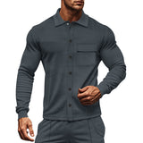 Autumn Casual Men's Twill Lapel Long-Sleeved Jacket Single-Breasted Solid Color Slim Jacket