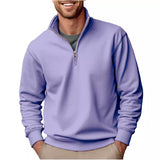 Men's Sweater Casual Zipper Stand Collar Thickened Fleece-lined Solid Color Men's Sweater