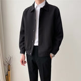 Riolio 2000s fashion Spring and Autumn Men's Casual Apricot Lapel Jacket Loose Korean Style Trendy Short Profile Jacket