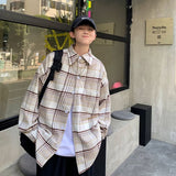 outfits for men Plaid Shirt Long-Sleeved Men's Spring and Autumn High-Grade Ruan Handsome Trendy Shirt Spring Hong Kong Style Japanese Yupi Casual Jacket