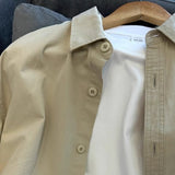 outfits for men Khaki Workwear Shirt Men's 2024 New Summer Trendy Retro Japanese Wear Casual Long-Sleeved Shirt Jacket