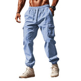 Men's Overalls Jogging Pants Trousers Drawstring Elastic Waist Multi-Pocket Flat Wear Breathable Outdoor