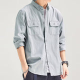 y2k outfits Shirt Men's Long-Sleeved Spring and Autumn Casual Loose Lapel Shirt plus Size Simple Coat Handsome Youth Top