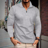 Autumn Twill Jacquard Polo Shirt Half Zipper Long Sleeve Men's Sports Polo Shirt Men