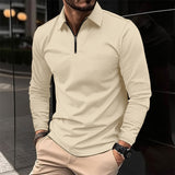 Fashion Men's Waffle Long Sleeve Polo Shirt