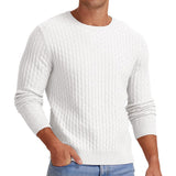 Men's Round Neck Men's Pullover Autumn and Winter Long Sleeve V-neck Twist Thickened Knitted Bottoming Sweater Men