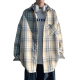 men’s fashion Shirt Men's Long-Sleeved High-Grade Shirt Niche Hong Kong Style Japanese Plaid Shirt Jacket