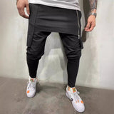 picture day outfit New Men's Slim-Fit Personality Casual Two-Layer Sports Trousers Men