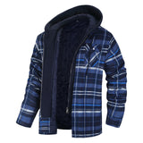 fall outfits men Men's Autumn and Winter Thickened Cotton-Padded Coat Plaid Long Sleeve Loose Hooded Jacket Jacket