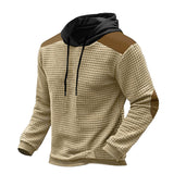 mens fall fashion Autumn and Winter New Men's Jacquard Color Matching Sweater Long Sleeve Hooded Pullover Casual Sweater