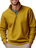 Men's Sweater Casual Zipper Stand Collar Thickened Fleece-lined Solid Color Men's Sweater