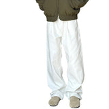 casual outfits White Workwear Casual Pants Men's Spring and Autumn Retro Loose Wide-Leg Pants Straight Draping Mop Pants