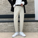 mens outfit inspiration Autumn and Winter New Men's Korean-Style Pleated Draping Suit Pants Youth Business Loose Ankle-Tied Casual Pants Fashion