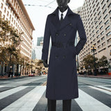 suit New Men's Trench Coat over the Knee Lengthened Business Print Coat Cloak Double Breasted Casual Slim Korean Style