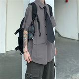 shirt Workwear Shirt Niche Sleeve Detachable Long Sleeve Shirt Harajuku Style Solid Color Loose Top Autumn Fashion