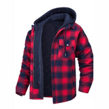 Riolio fall outfits men Men's Autumn and Winter Thickened Cotton-Padded Coat Plaid Long Sleeve Loose Hooded Jacket Jacket