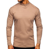 Men's Autumn and Winter Thickened Warm Long-Sleeved T-shirt Men's Bottoming Shirt Cotton Close-Fitting Half Turtleneck Men's