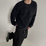 Riolio - MOHAIR KNITTED ROUND NECK SWEATER - chill guy 90s fashion mens fashion