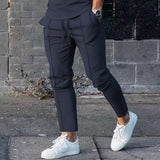 Sports Spring and Autumn Casual Pants High Street Pants Solid Color Slim Fit Car Folding Men's Casual Pants