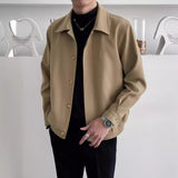2000s fashion Spring and Autumn Men's Casual Apricot Lapel Jacket Loose Korean Style Trendy Short Profile Jacket