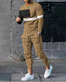 Men's Long-Sleeved Trousers Suit 3D Digital Personality Ethnic Style Printed Fashion Casual Tights