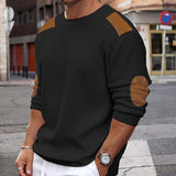 mens fall fashion Autumn and Winter New Men's Sweater round Neck Long Sleeve Stitching Pullover Sweater Slim Sweater