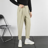 mens outfit inspiration Summer Casual Pants Men's Suit Pants Draping Ankle-Length Slim Fit Pants Harem Pants Loose Korean Style Trendy Ankle-Length Pants