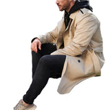 Men's Solid Color Long-Sleeved Trench Coat Men's Lapel Slim Double-Breasted Casual Jacket