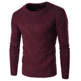 man outfit 2024 Men's round Neck Rhombus Sweater Fashion Thickened Pullover Long Sleeve Youth Sweater