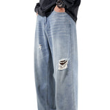 90s fashion men 2024 New American Retro Fashion Cleanfit Loose Straight Youth Vibe All-Match Mop Jeans