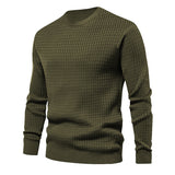 Men's Autumn and Winter Men's Sweater Thin Small Plaid Loose round Neck Casual Long Sleeve T-shirt Men