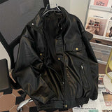 men’s outfits Spring and Autumn Lapel Leather Coat Men's Leather Motorcycle American Retro Youth Casual Jacket