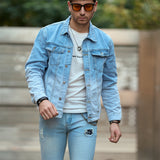 drip outfit men Denim Jacket Casual Jacket Loose Spring and Autumn New Men's Jacket Spring Square Collar Denim Clothing Trend